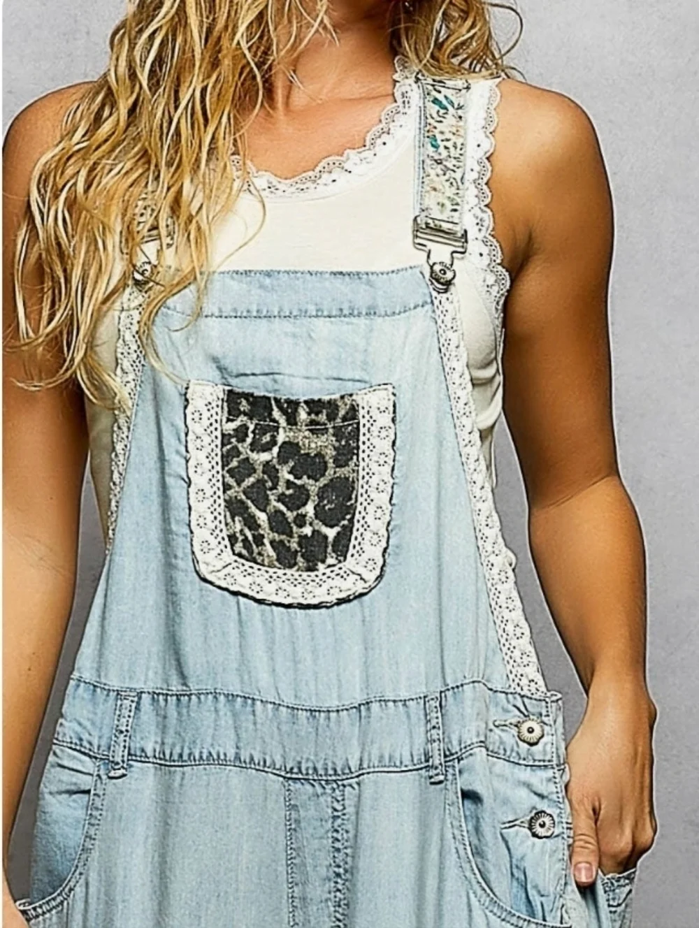 POL Mixed Print Ruffle Wide Leg Overall - Picture 4 of 6